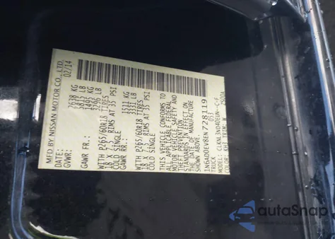 2014 Nissan Frontier Sl z USA, uszkodzony, nr VIN 1N6AD0EV8EN728119